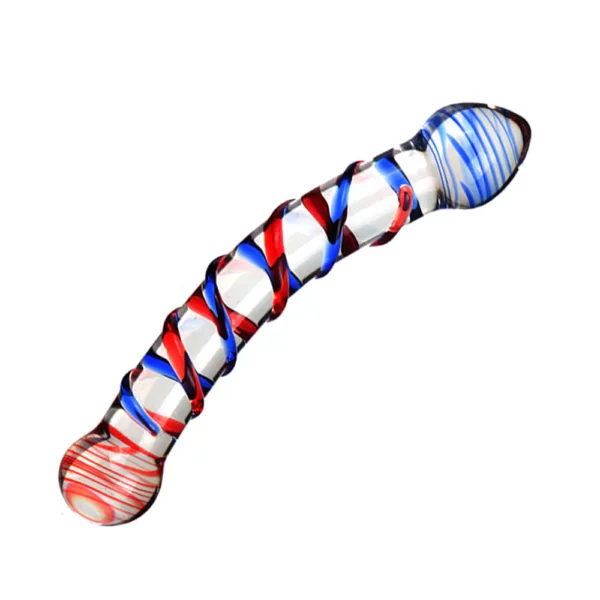 Glass Pleasure Wand, Crystal Double-Ended Dildo Penis with Raised Swirl Texture Mushroom Tip, Anal Butt Plug for G-spot Stimulation - 图片 4