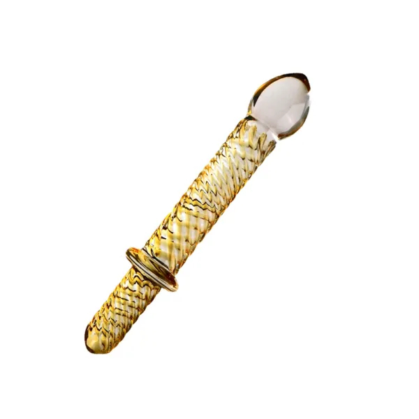Glass Pleasure Wand, Crystal Double-Ended Dildo Penis with Raised Swirl Texture Mushroom Tip, Anal Butt Plug for G-spot Stimulation - 图片 3