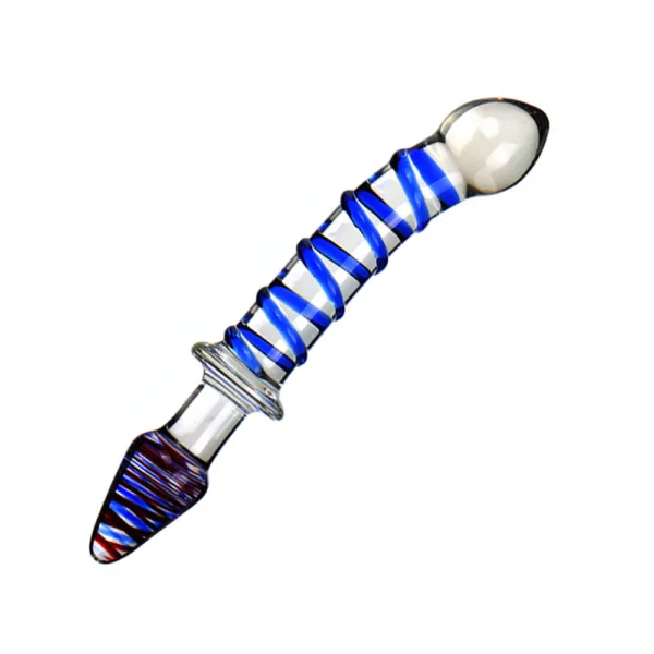 Glass Pleasure Wand, Crystal Double-Ended Dildo Penis with Raised Swirl Texture Mushroom Tip, Anal Butt Plug for G-spot Stimulation - 图片 2
