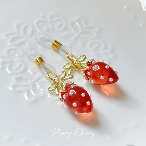 Cute Transparent Strawberry Nipple Clamp Accessory Set - 图片 2