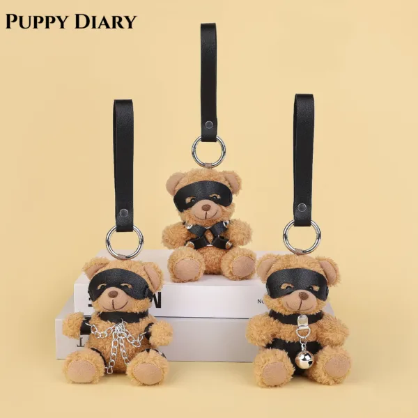 Bundle bear pendant keychain leather chain eye mask teddy bear couple gift - 图片 4